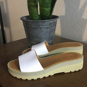 SEE BY CHLOE White Leather Slides Sz 37